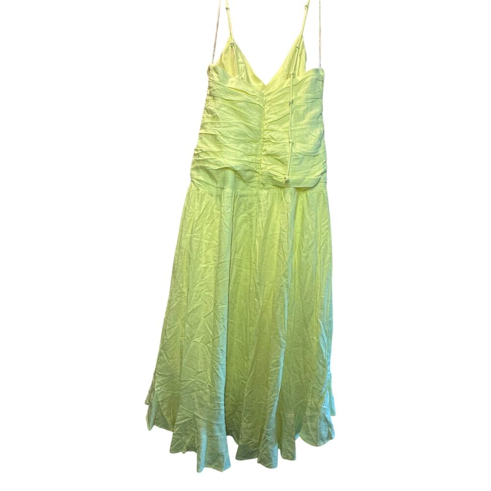 FARM Rio Yellow Ruched Cross-Over Linen-Blend Maxi Dress - Size L - Picture 6 of 13
